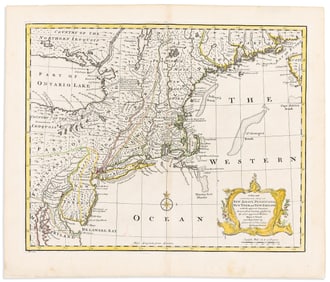 (COLONIAL NEW ENGLAND.) Emanuel Bowen. A New and Accurate Map of New Jersey, Pensilvania, New
