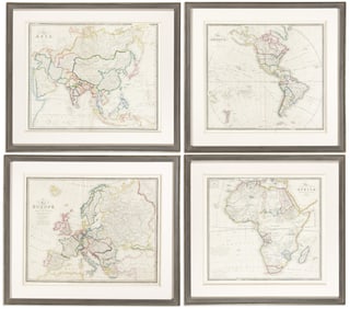 (CONTINENTS.) James Wyld. Map of Europe; Map of Asia, Map of Africa; Map of America. London, circa