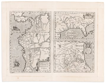 (FLORIDA.) Abraham Ortelius. La Florida / Guastecan / Peruviae. Antwerp, 1598