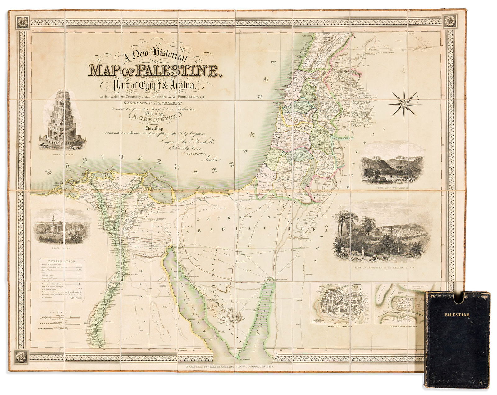 (HOLY LAND.) R. Creighton. A New Historical Map of Palestine, with Part of Egypt & Arabia... London: (1 of 1)