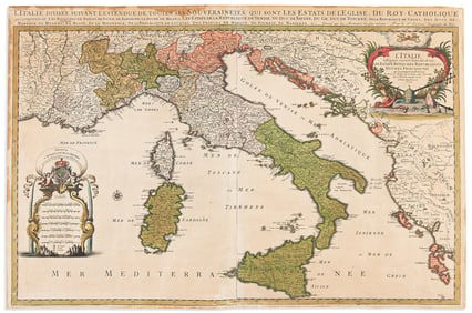 (ITALY.) Alexis Hubert Jaillot; after Nicolas Sanson. L'Italie Distinguee Suivant l'Estendue de Tous