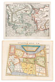 (MÜNSTER.) Sebastian Münster. Two sixteenth-century woodcut maps. Basel, circa 1550