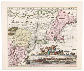 (NEW ENGLAND.) Hugo Allard. Totius Neobelgii Nova et Accuratissima Tabula. Amsterdam: Reiner and