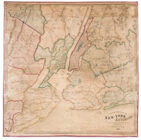 (NEW YORK CITY.) Henry F. Walling. Map of the City of New York and Its Environs. New York: S.D.