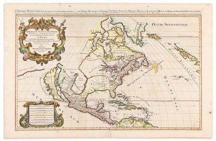 (NORTH AMERICA.) Alexis-Hubert Jaillot; after Nicolas Sanson. Amerique Septentrionale Divisee en ses