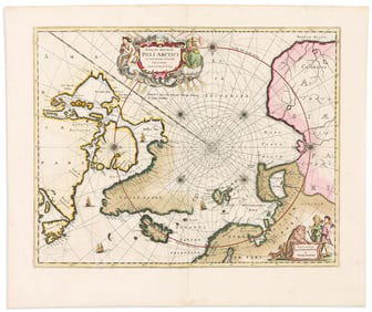 (NORTH POLE.) Gerard Valk and Pieter Schenk; after Jansson. Nova et Accurata Poli Arctici et
