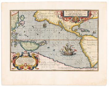 (PACIFIC OCEAN.) Abraham Ortelius. Maris Pacifici, quod vulgo Mar del Zur. Antwerp, 1592