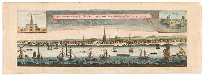 (PHILADELPHIA.) George Heap, after. The East Prospect of the City of Philadelphia, in the Province