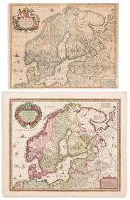 (SCANDINAVIA.) Group of 5 seventeenth-and-early-eighteenth-century engraved regional maps. Vp, vd