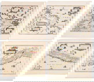 (SOUTH AMERICA.) Willem Blaeu. Group of 4 hand-colored double-page engraved regional maps.