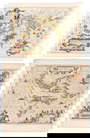 (TIERRA DEL FUEGO.) Two decorative engraved maps of South America's southernmost tip. Amsterdam, vd