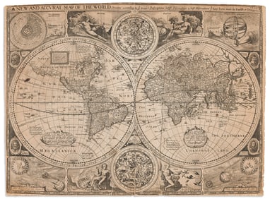 (WORLD.) John Speed. A New and Accurat Map of the World. London: George Humble, 1626 [1627]