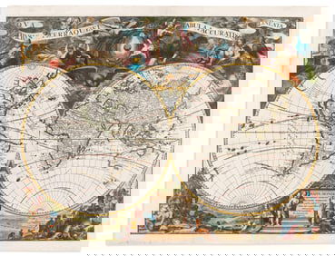 (WORLD.) Pieter van der Aa. Nova Orbis Terraquei Tabula Accuratissime Delineata. Leiden, circa 1713