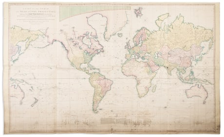 (WORLD.) Aaron Arrowsmith. Chart of the World on Mercator's Projection... London, 1790 (but circa
