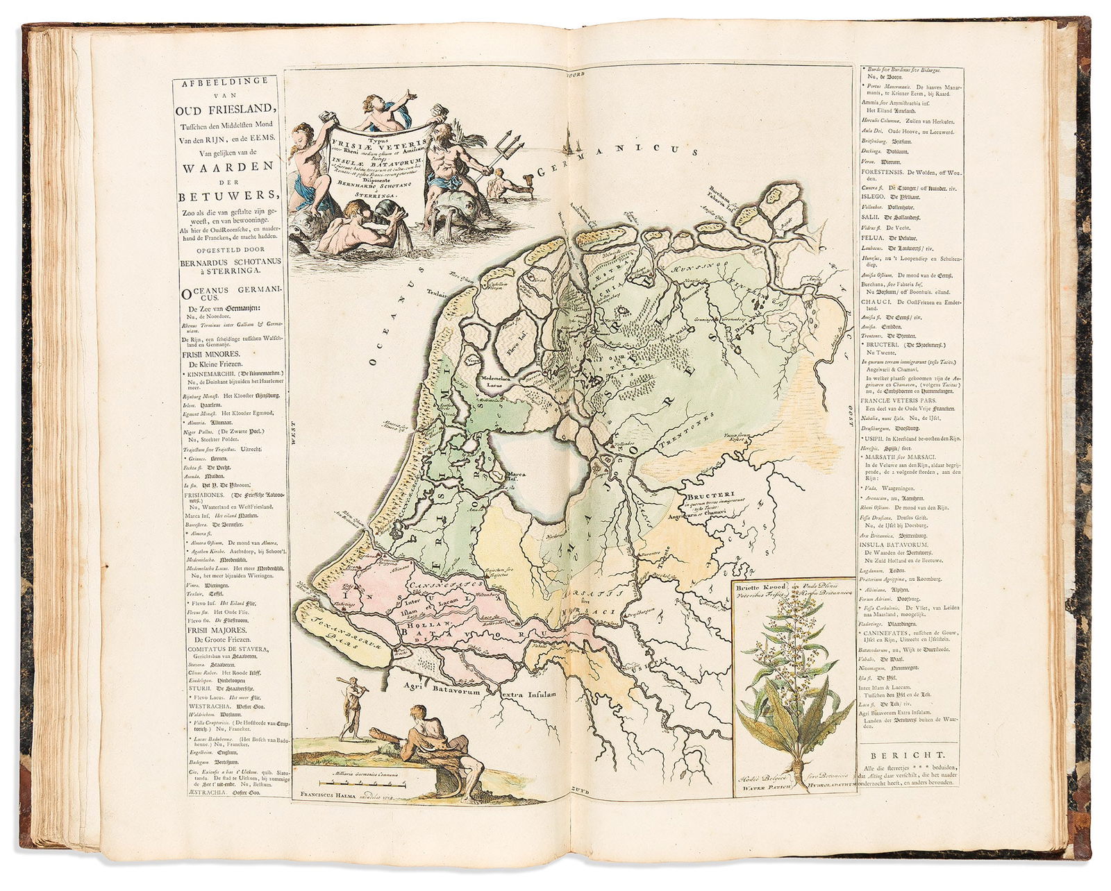 (NETHERLANDS.) Bernard Schotanus van Sterringa; and Menso Alting. Uitbeelding der Heerlijkheit: (NETHERLANDS.)Bernard Schotanus van Sterringa; and Menso Alting. Uitbeelding der Heerlijkheit Friesland. Leeuwarden: Francois Halma, 1718Allegorical additional title, 3 heraldic plates, and 39 doubl