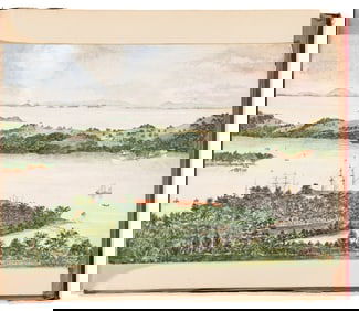 (DRAWINGS -- SINGAPORE, PENANG, SOUTH AFRICA.) Assembled album containing over 80 ink sketches and