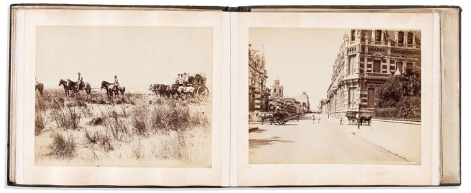 (PHOTOGRAPHY -- ARGENTINA.) Arturo Boote. Leporello album of 18 mounted albumen prints of scenes