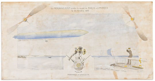 (ART DECO -- AVIATION.) George Bric. Le Morning Post Etablit le Record de Paris à Londres le 26