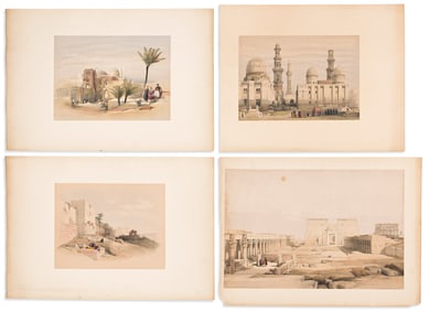 (DAVID ROBERTS.) Group of 10 tinted lithographed plates with additional hand-coloring from The Holy