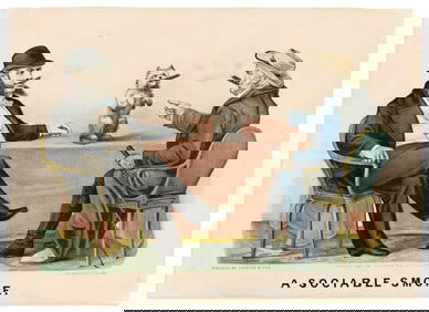 (TOBACCO.) Currier & Ives. A Sociable Smoke. New York, 1880
