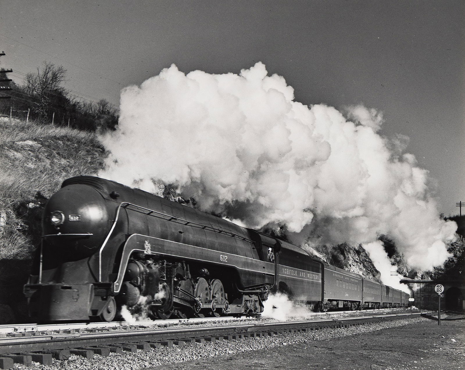 O. Winston Link. Group of 5 photographs of steam locomotives. Circa 1950s; printed 1980s.: O. Winston Link1914-2001Group of 5 photographs of steam locomotives. Circa 1950s; printed 1980s.Silver ferrotyped printsEach with Link's copyright stamp with his negative notation (NW 1252, 740, 1917,