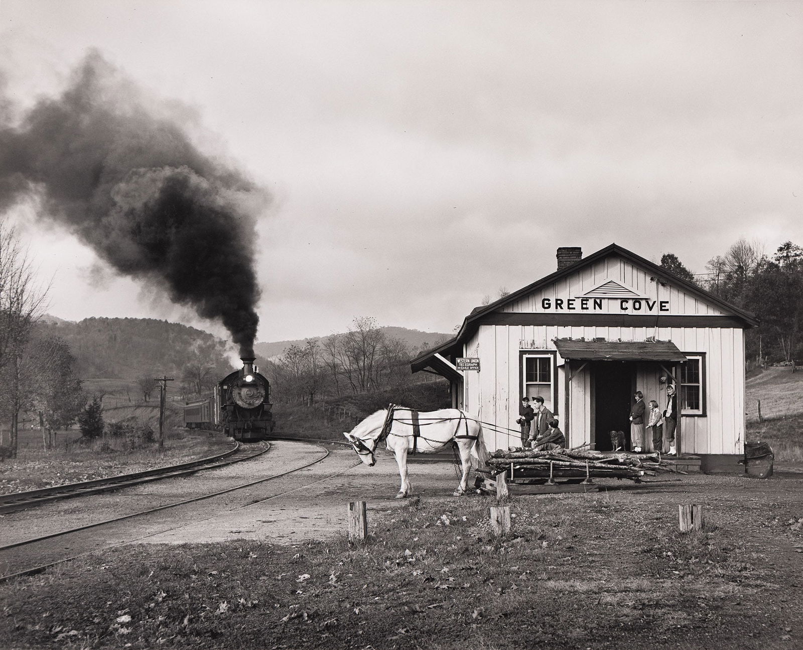 O. Winston Link. Maude Bows to the Virginia Creeper, Green Cove, Virginia. 1956; printed 1998.: O. Winston Link1914-2001Maude Bows to the Virginia Creeper, Green Cove, Virginia. 1956; printed 1998.Silver printWith Link's signature, print date, negative notation NW 1230, and additional printing n