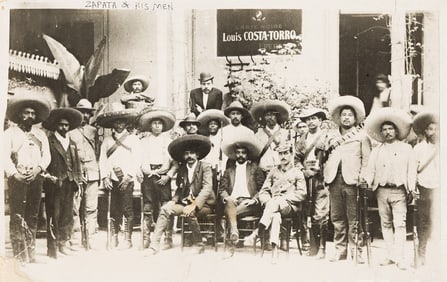 Mexican revolutionary and guerrilla leader Emiliano Zapata (1879-1919) and his followers. 1910-20.