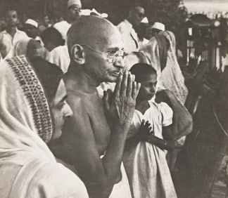 Mahatma Gandhi (1869-1948), lawyer, thinker, anti-colonial activist, and political ethicist, in