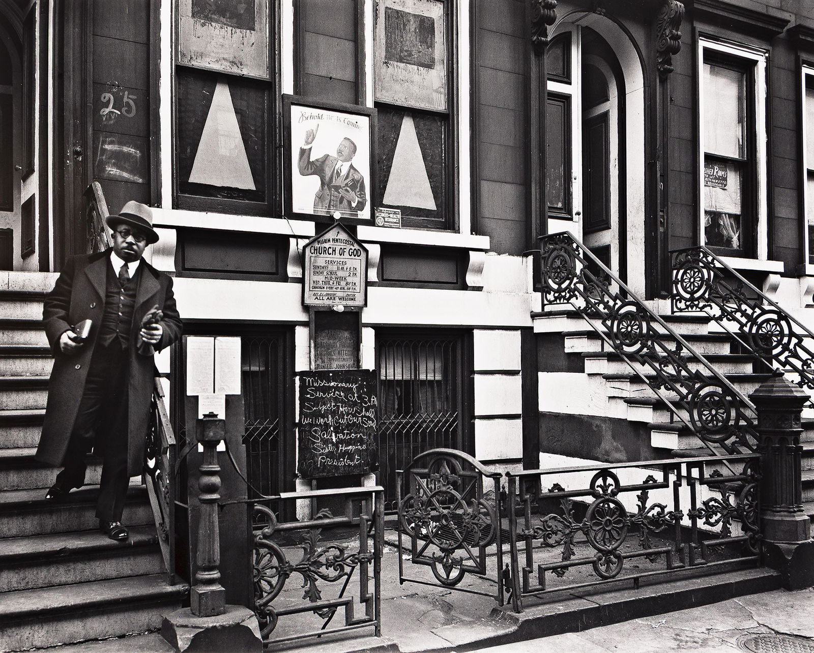 Berenice Abbott. Church of God, 25 East 132nd Street, from Abbott's New York, Portfolio IV. 1936; (1 of 1)