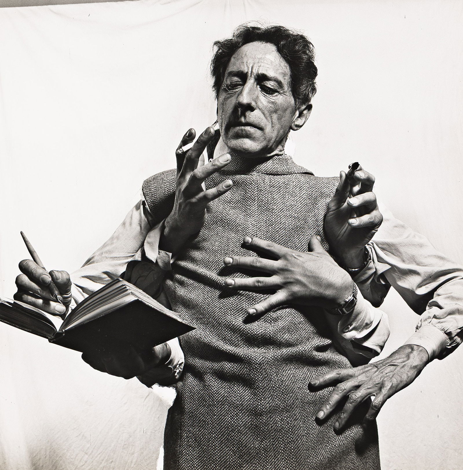 Philippe Halsman. Jean Cocteau, New York. 1949; printed before 1972.: Philippe Halsman1906-1979Jean Cocteau, New York. 1949; printed before 1972.Silver printWith Halsman's signature in pencil and his copyright stamp on verso.The image 13 7/8 x 10 7/8 in. (35.2 x 27.6 cm