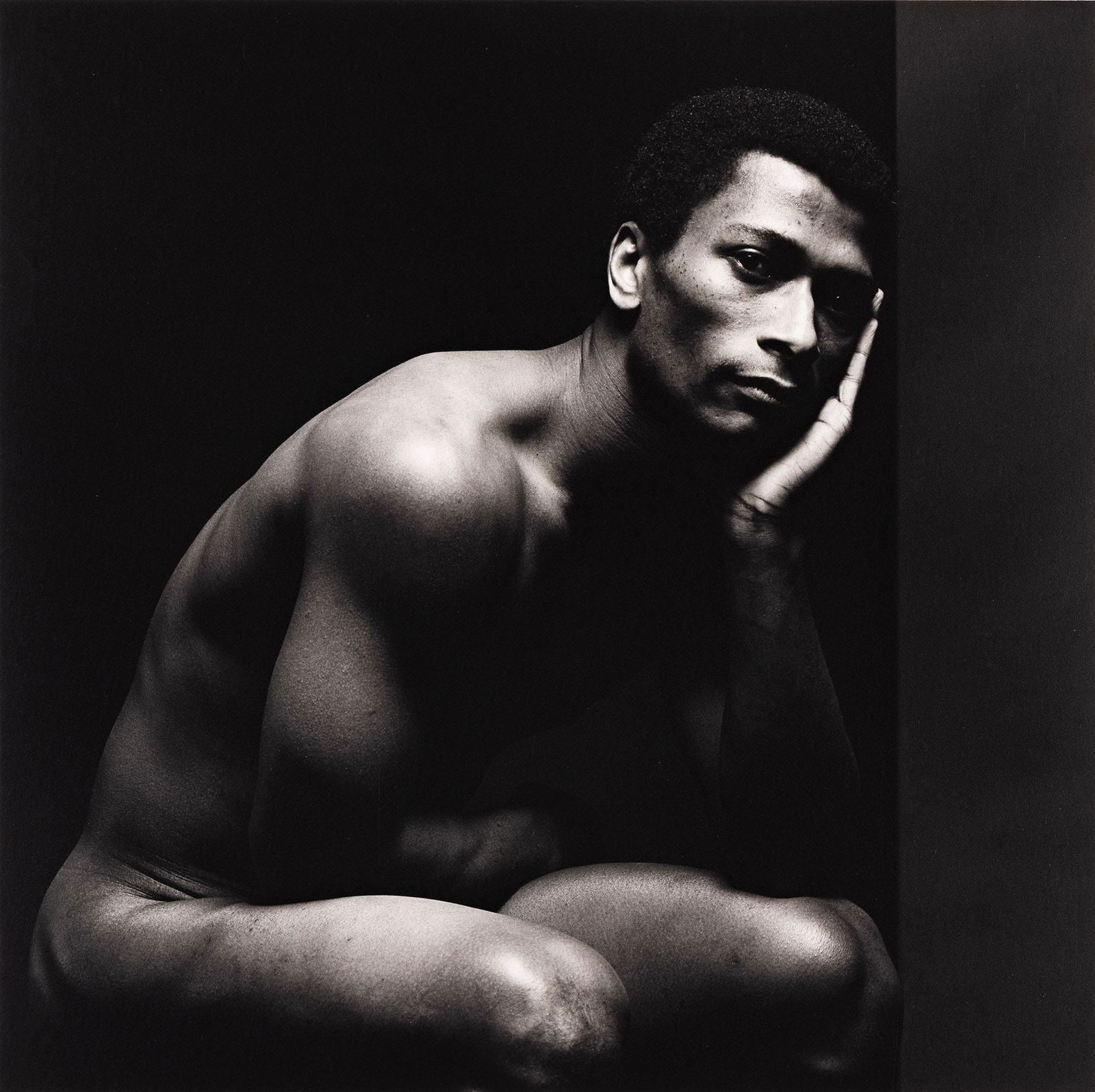 Robert Mapplethorpe. Mercy Hinton. 1980.: Robert Mapplethorpe1946-1989Mercy Hinton. 1980.Silver printWith Mapplethorpe's signature and notation "For Julian" in ink on recto, and his copyright stamp on mount verso.The image 13 3/4 in. (34.9 cm