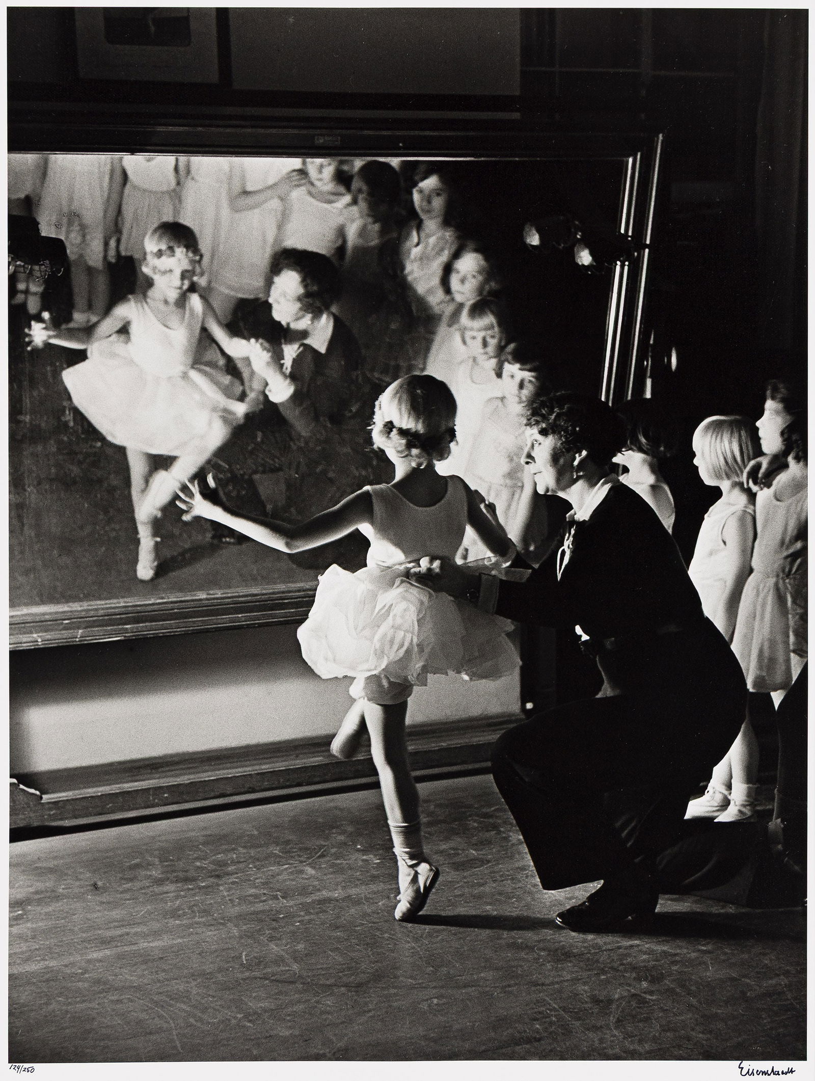Alfred Eisenstadt. First Lesson at the Truempy Ballet School, Berlin. 1930; printed 1995.: Alfred Eisenstaedt1898-1995First Lesson at the Truempy Ballet School, Berlin. 1930; printed 1995.Silver printWith Eisenstaedt's signature and edition notation 124/250 in ink on recto, and his credit,