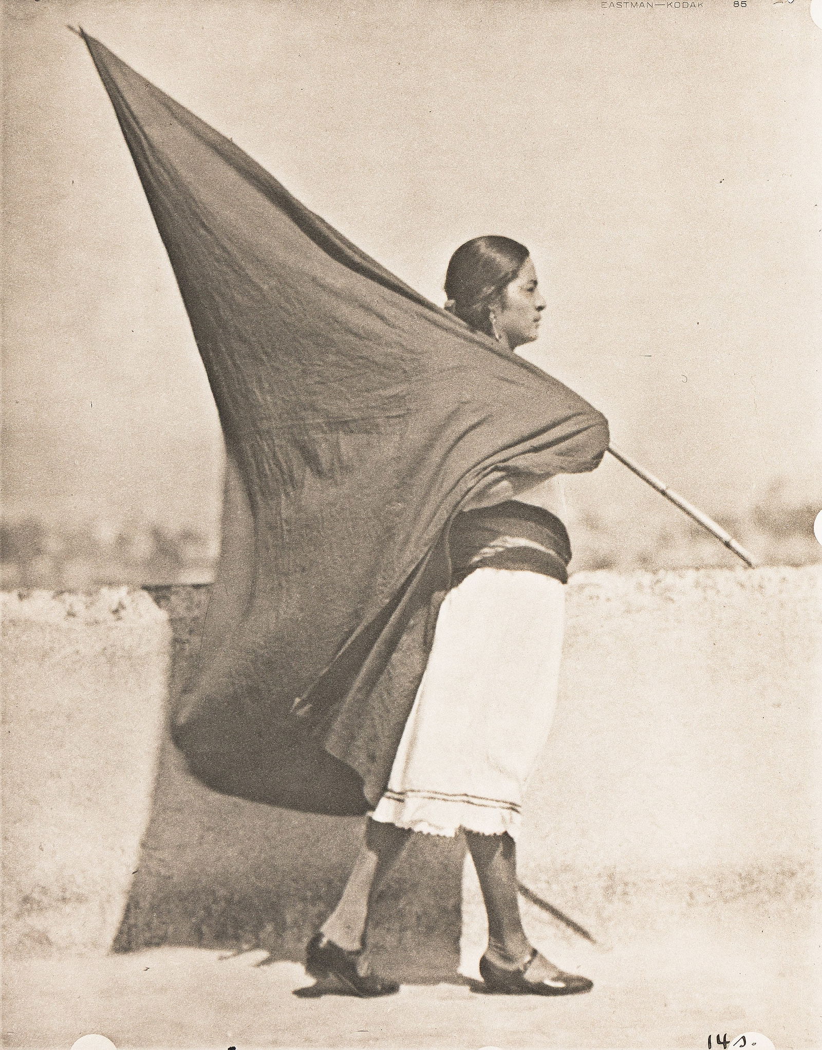 Tina Modotti. Woman with Flag, Mexico. 1928; printed circa 1995.: Tina Modotti1896-1942Woman with Flag, Mexico. 1928; printed circa 1995.Platinum printWith the Fototeca del Instituto Nacional de Antropología e Historia Fototeca embossed stamp on recto and an "i