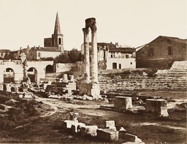 Édouard Baldus. Théâtre Romain à Arles. 1855.