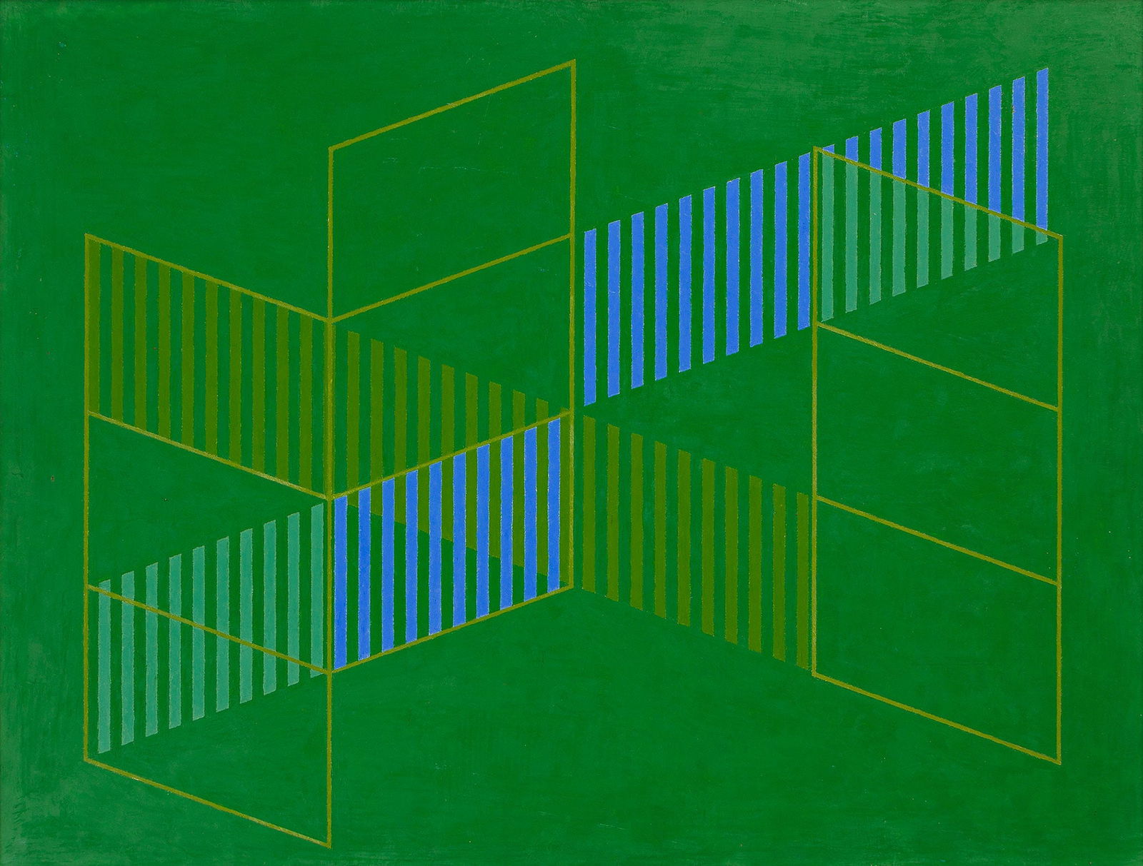 Sewell Sillman, Untitled, (Green), circa 1958.: Sewell Sillman(1924-1992)Untitled, (Green).Acrylic on masonite, circa 1958.Stamped with artist's estate stamp on verso.21 1/2 x 28 in. (54.6 x 71.1 cm.)Frame: 25 3/4 x 32 1/4 x 1 in. (65.4 x 81.9 x 2.