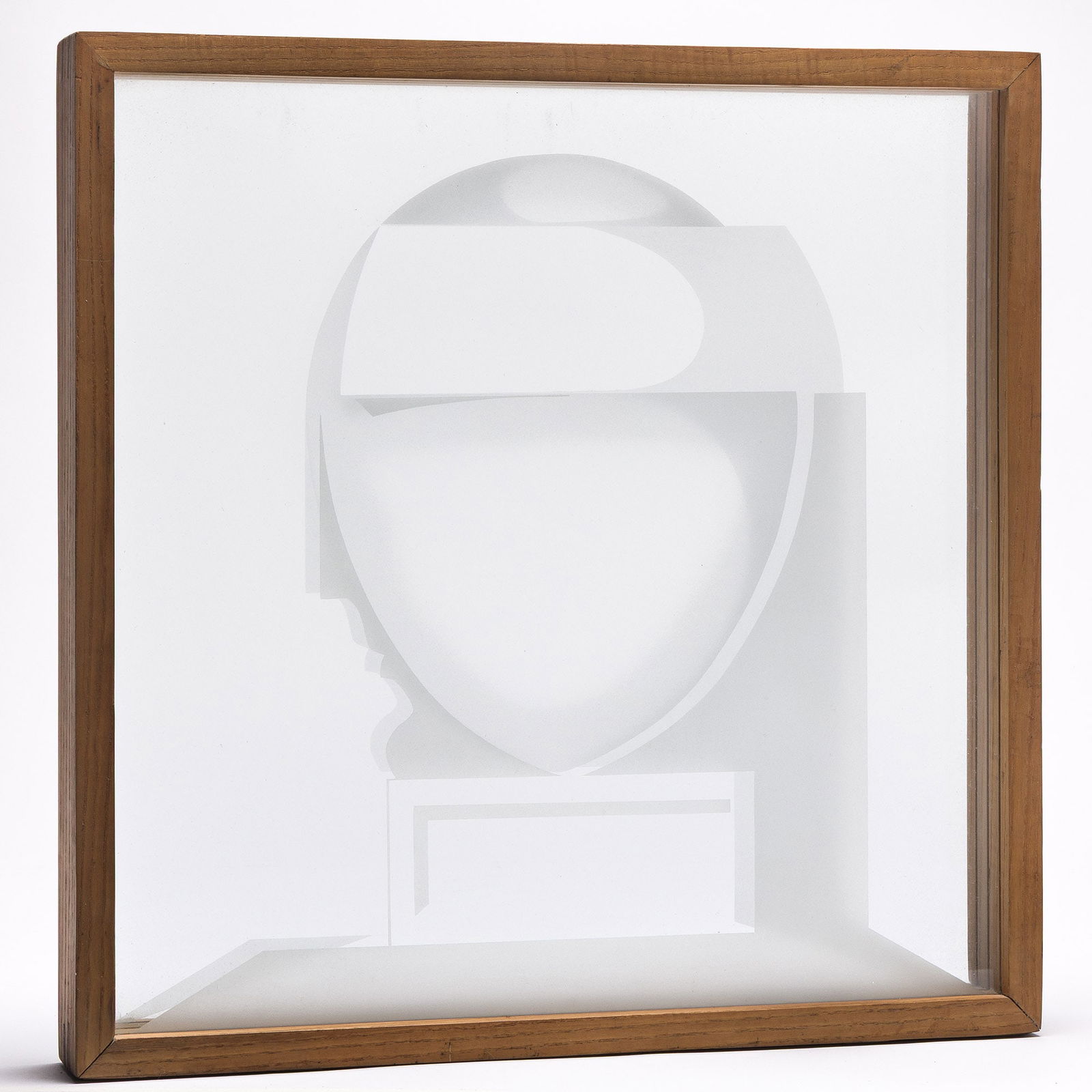 Gerald Laing, Portrait of Malcolm Morley, 1976.: Gerald Laing(1936-2011)Portrait of Malcolm Morley.Etched glass plates in a closed wooden box frame, 1976.Signed, dated, inscribed as titled, and numbered 6/20 in green ink on bottom edge of frame.19 1