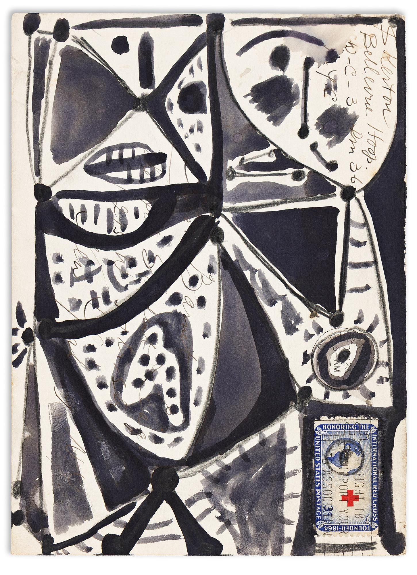 Will Barnet, Untitled (Indian Space ink drawing # 83), circa 1952. (1 of 2)