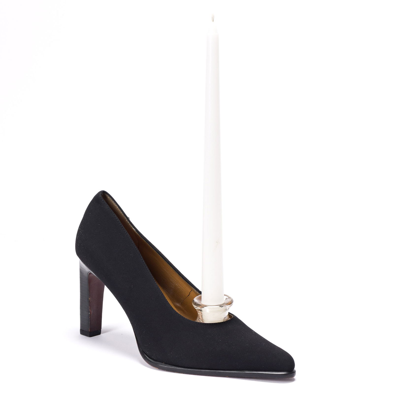 Carl Andre, Foot Candle, (Dada Forgeries Series), 2002.: Carl Andre(1935-2024)Foot Candle, (Dada Forgeries Series).Shoe, candle, (box of additional candles) glass candle holder, 2002.Signed, titled, and dated in ink.14 x 11 x 3 1/2 in. (35.6 x 27.9 x 8.9 cm