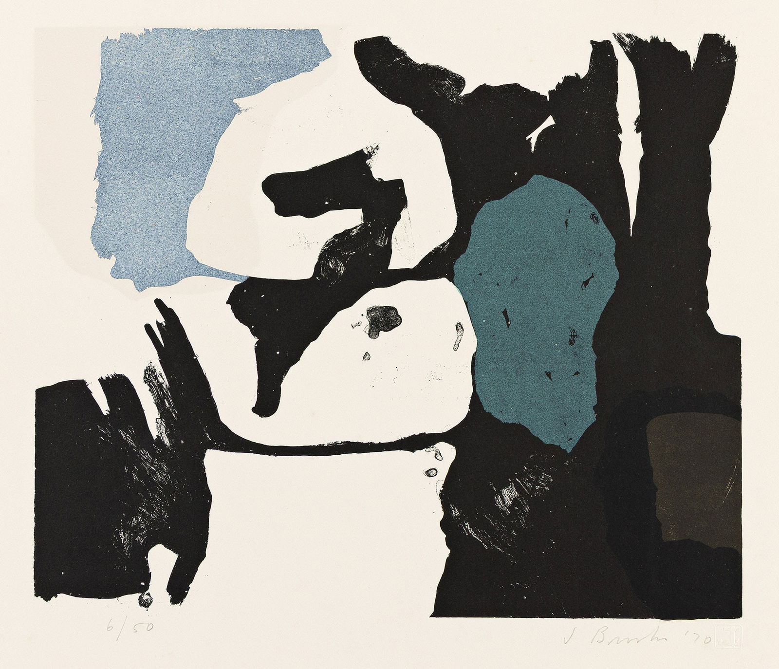 James Brooks, Banter, 1970.: James Brooks(1906-1992)Banter.Color lithograph, 1970.Signed, dated and numbered 6/50, in pencil, lower margin. Printed by Michael Knigin at Chiron Press, New York, with the blind stamp, lower right. P