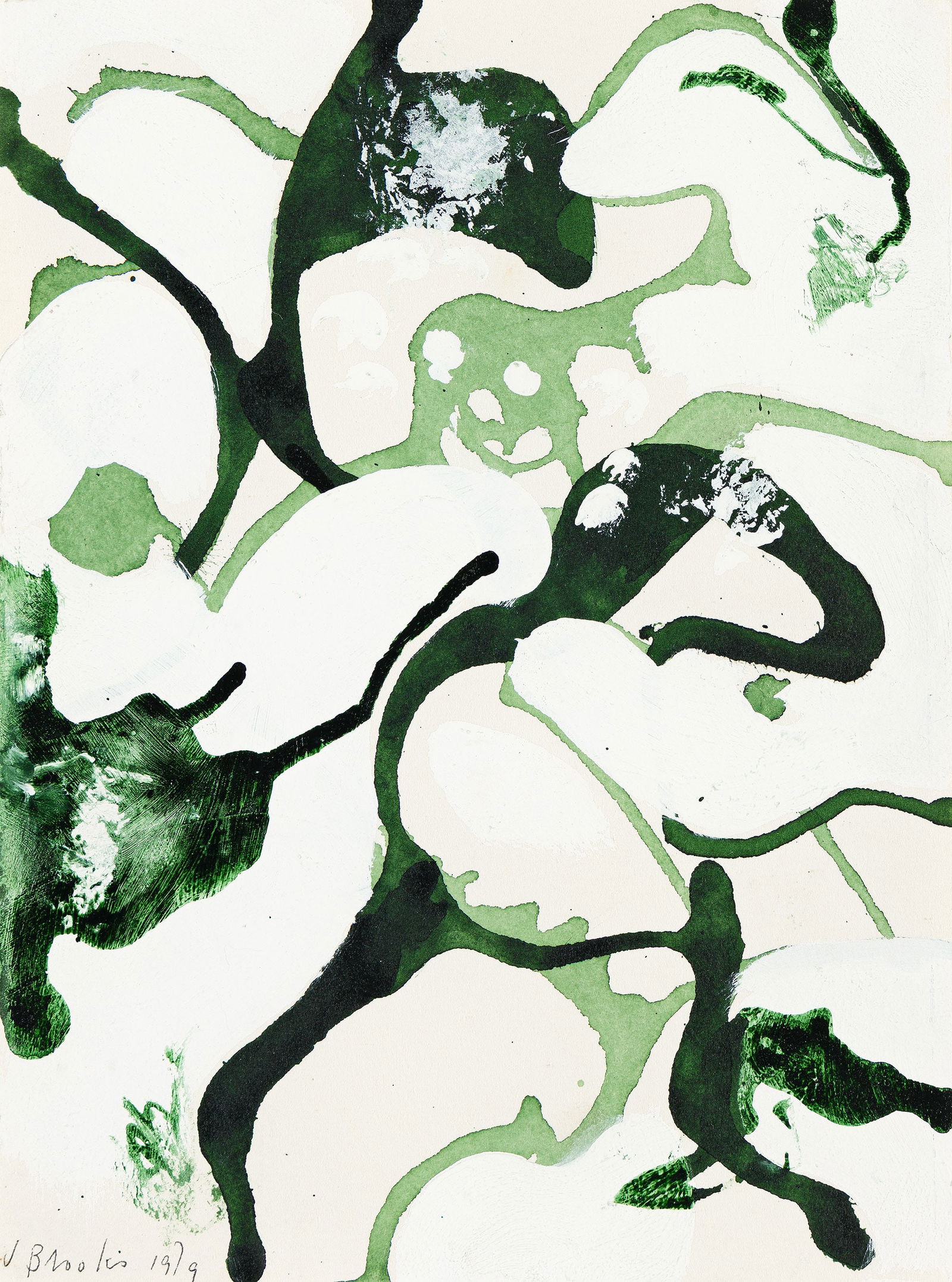 James Brooks, Untitled, 1979.: James Brooks(1906-1992)Untitled.Ink and acrylic on paper, 1979.Signed and dated in ink at lower left.12 x 9 in. (30.5 x 22.9 cm.)Frame: 19 1/2 x 16 1/4 in. (49.5 x 41.3 cm.) Provenance: