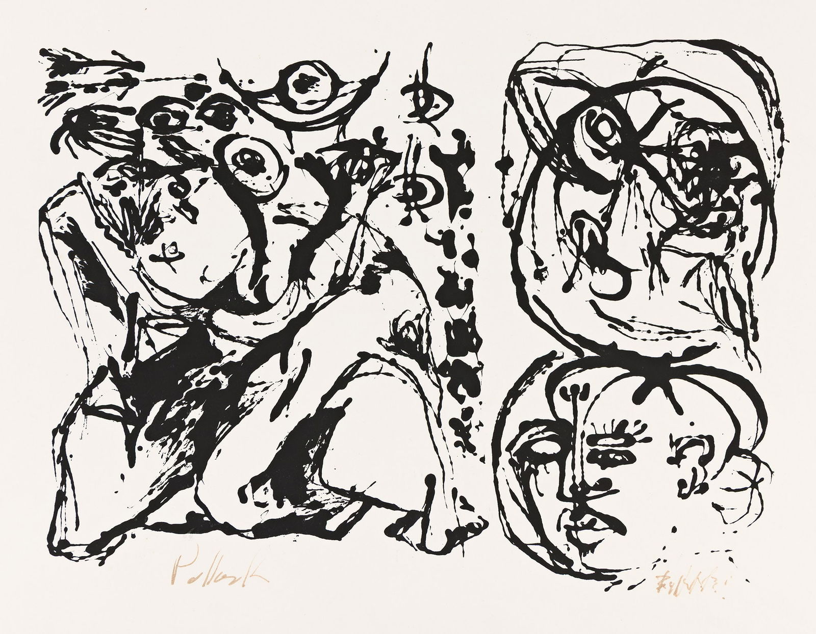 Jackson Pollock, Untitled (Number 27), 1951.: Jackson Pollock(1912-1956)Untitled (Number 27).Screenprint on two sheets of Strathmore paper glued together, 1951.Edition of 25. Signed and inscribed indistinctly in ink, lower margin. Printed by the