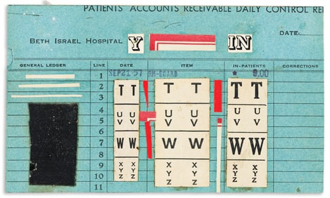 Stanton Kreider, Mail Art, (Hospital Room and Board), 1957.