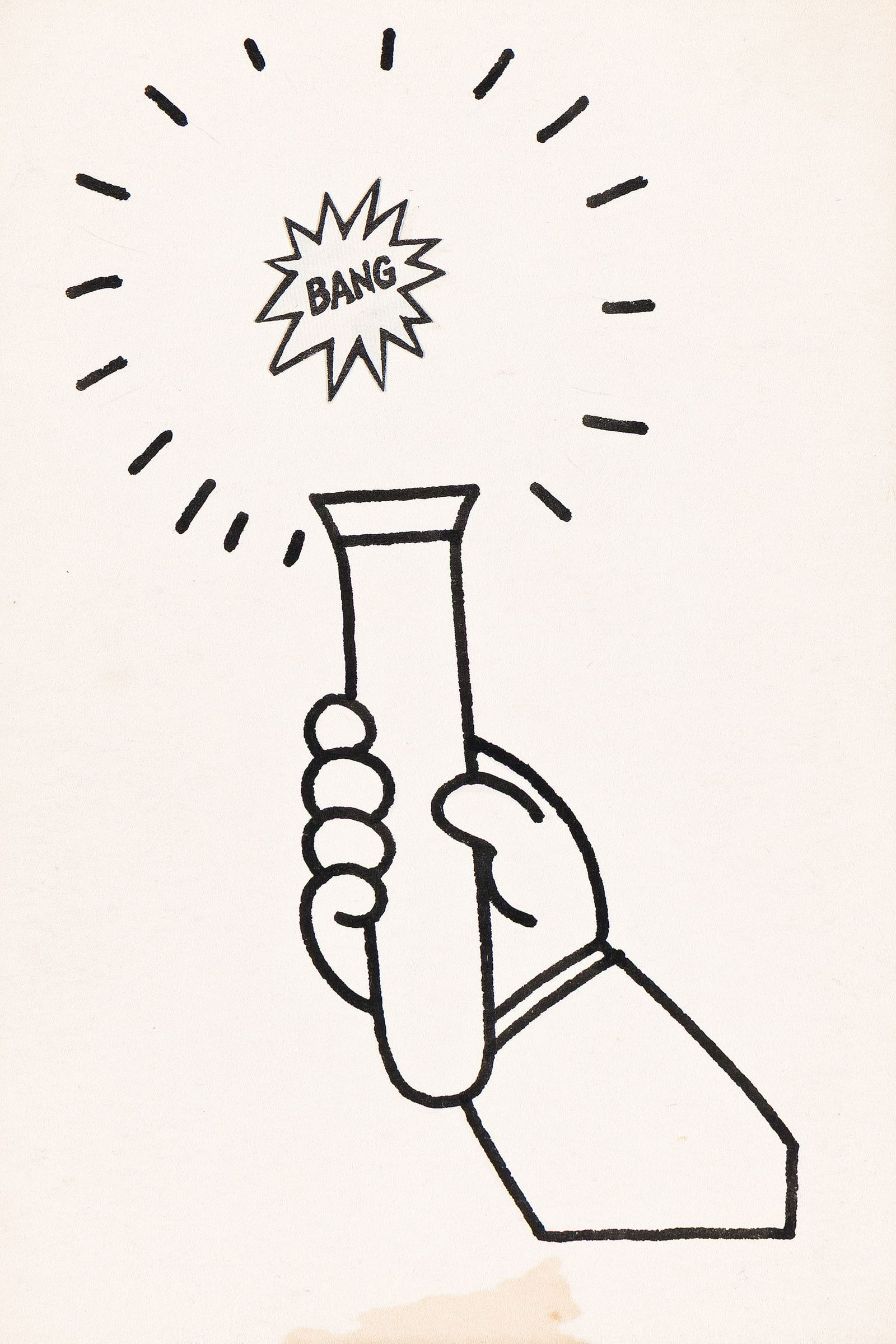 Joe Brainard, Untitled, Bang!: Joe Brainard(1942-1994)Untitled, Bang!Ink and collage on artist's post card.6 x 4 in. (15.2 x 10.2 cm.) Provenance:Private collection.