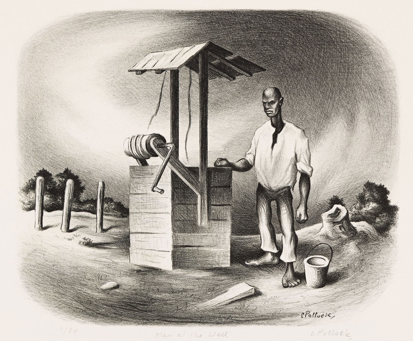 Charles Pollock, Man at the Well, circa 1930. (1 of 1)