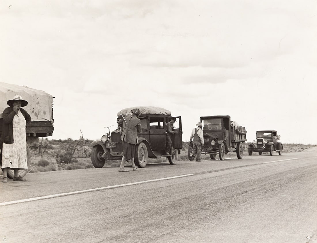 Dorothea Lange, Three related drought refugee families from homes near Claremore, Oklahoma, 1937. (1 of 1)