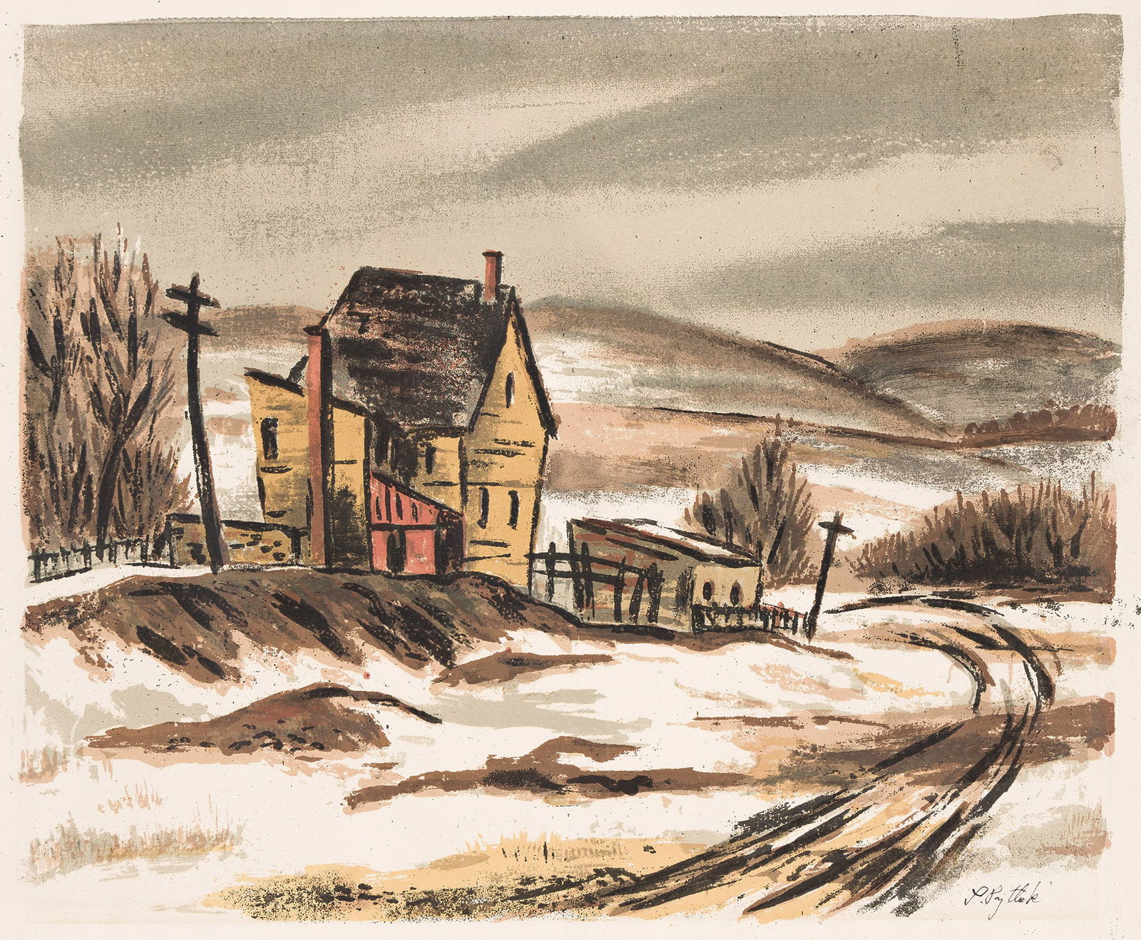Leonard Pytlak, Untitled (Winter Farm Scene), circa 1941. (1 of 1)