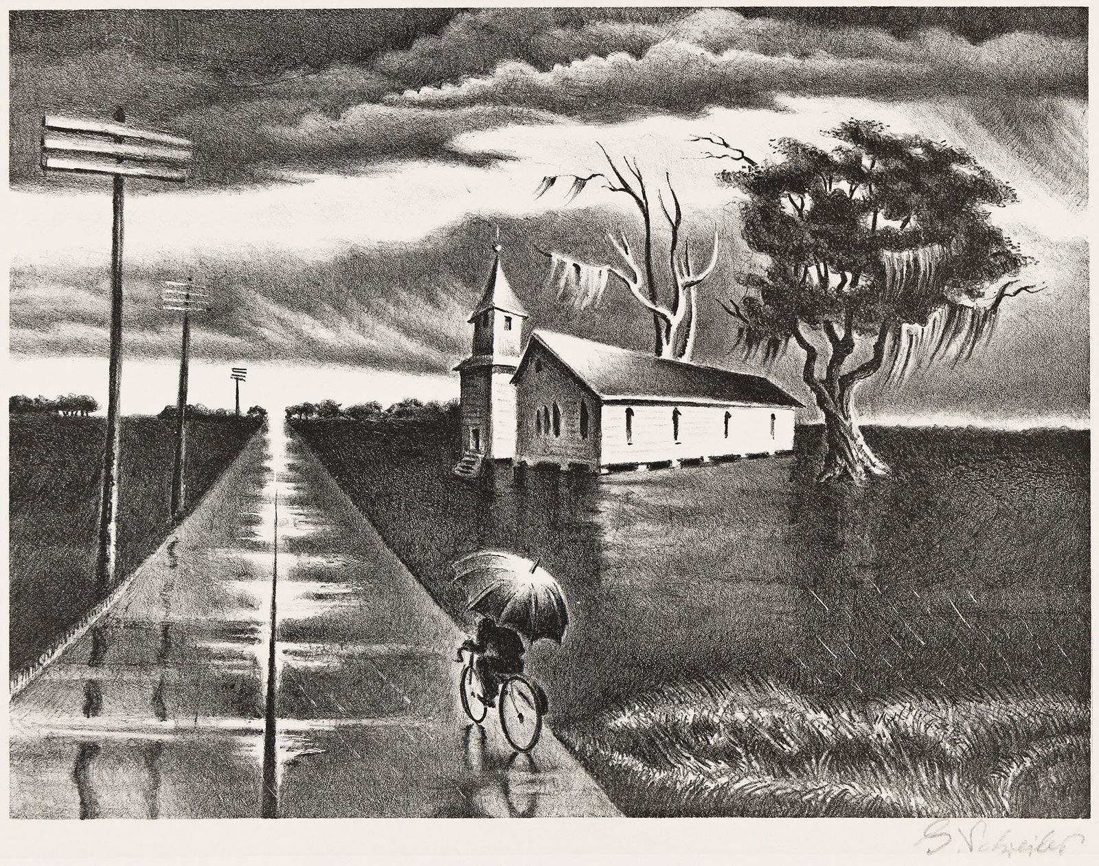 Georges Schreiber, Rain, 1942. (1 of 1)