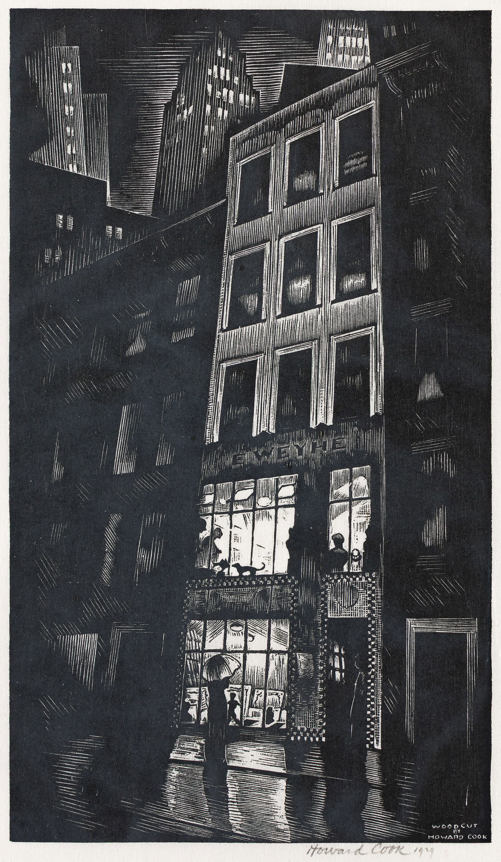 Howard Cook, Greetings from the House of Weyhe, 1929. (1 of 1)