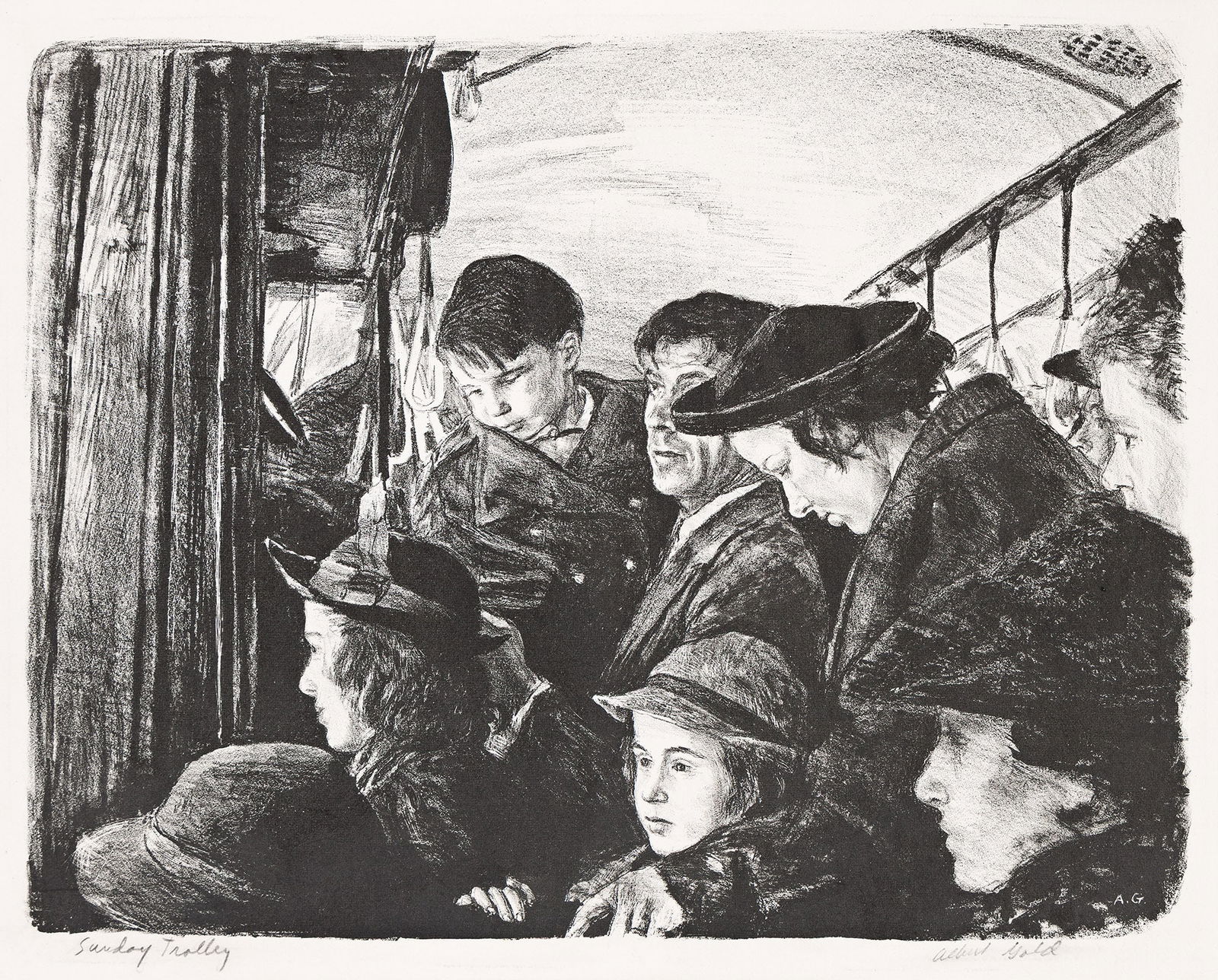 Albert Gold, Sunday Trolley, circa 1940. (1 of 1)