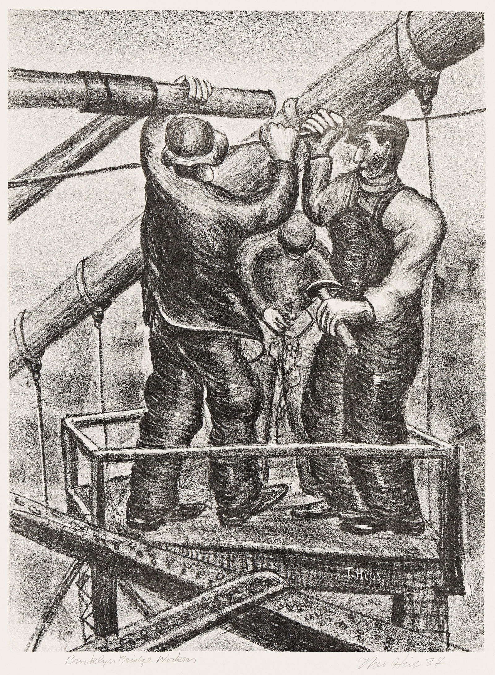 Theo Hios, Brooklyn Bridge Workers, 1937. (1 of 1)